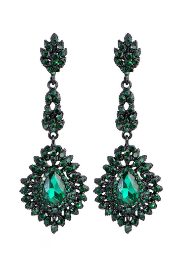Mørkegrøn Rhinestone Dingle øreringe